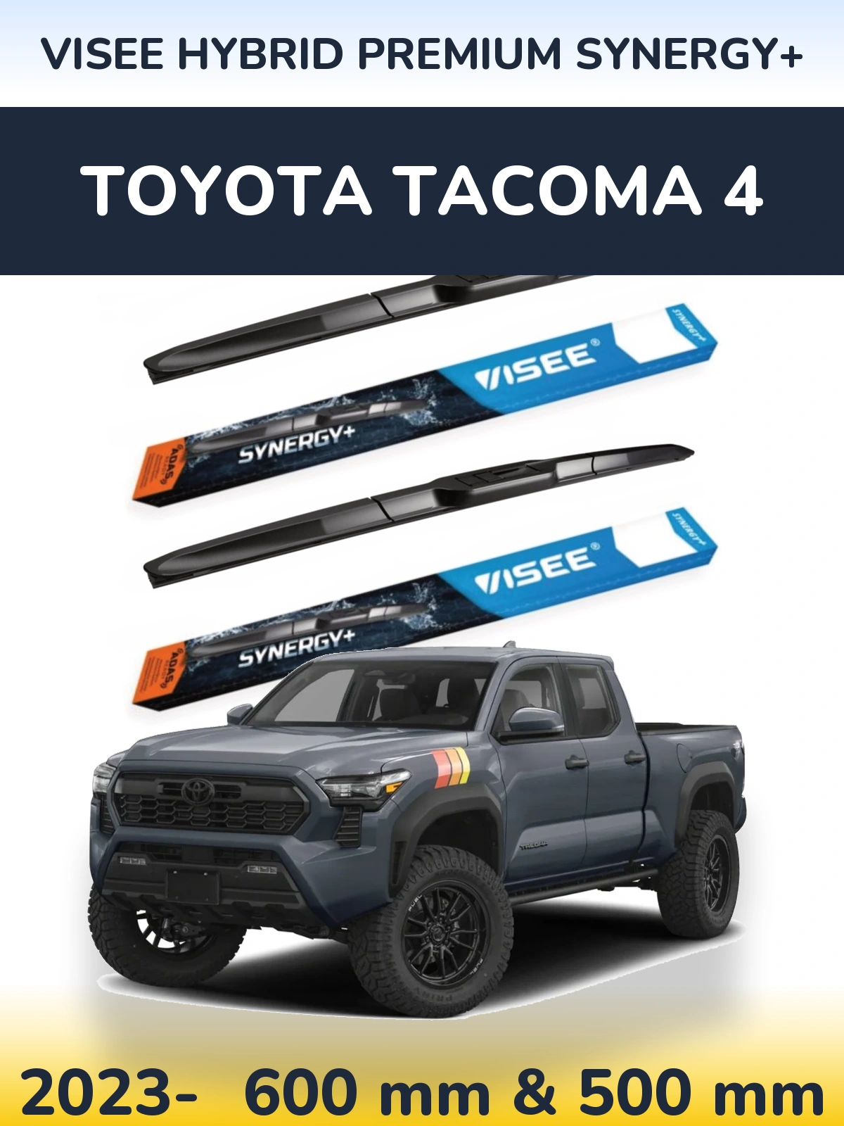 Komplet przednich wycieraczek VISEE HYBRID PREMIUM SYNERGY+ 600 & 500 mm do Toyota Tacoma 4 2023-2026