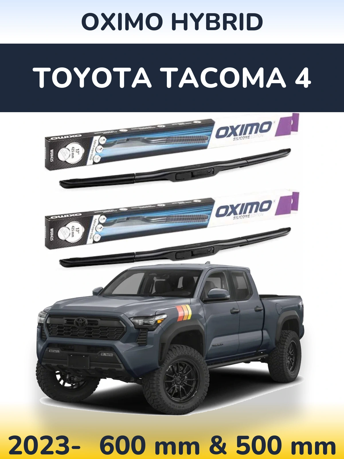 Komplet przednich wycieraczek Oximo Hybrid 600 & 500 mm do Toyota Tacoma 4 2023-2026