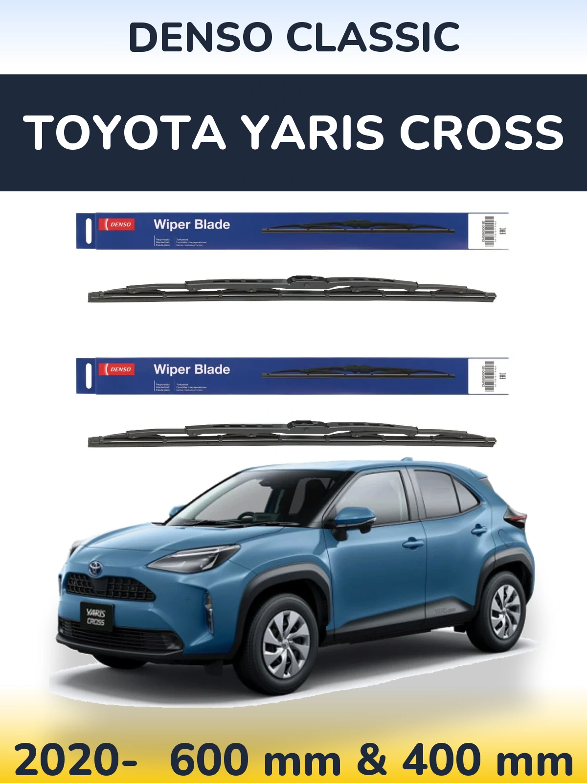 Komplet przednich wycieraczek Denso Classic 600 & 400 mm do Toyota Yaris Cross 2020-2026