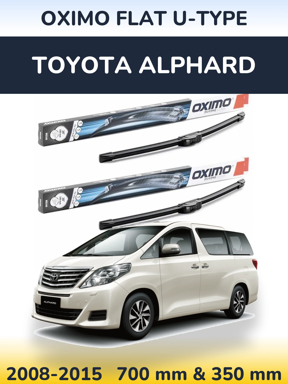Комплект передних дворников Oximo Flat U-type 700 & 350 мм для Toyota Alphard 2008-2015