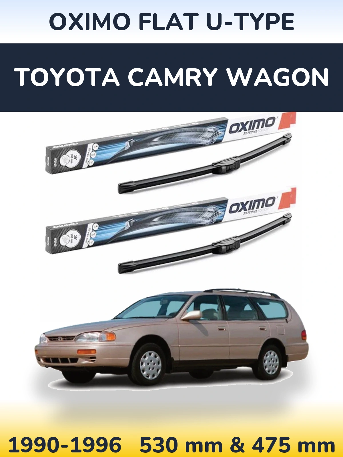 Komplet przednich wycieraczek Oximo Flat U-type 530 & 475 mm do Toyota Camry Wagon 1990-1996