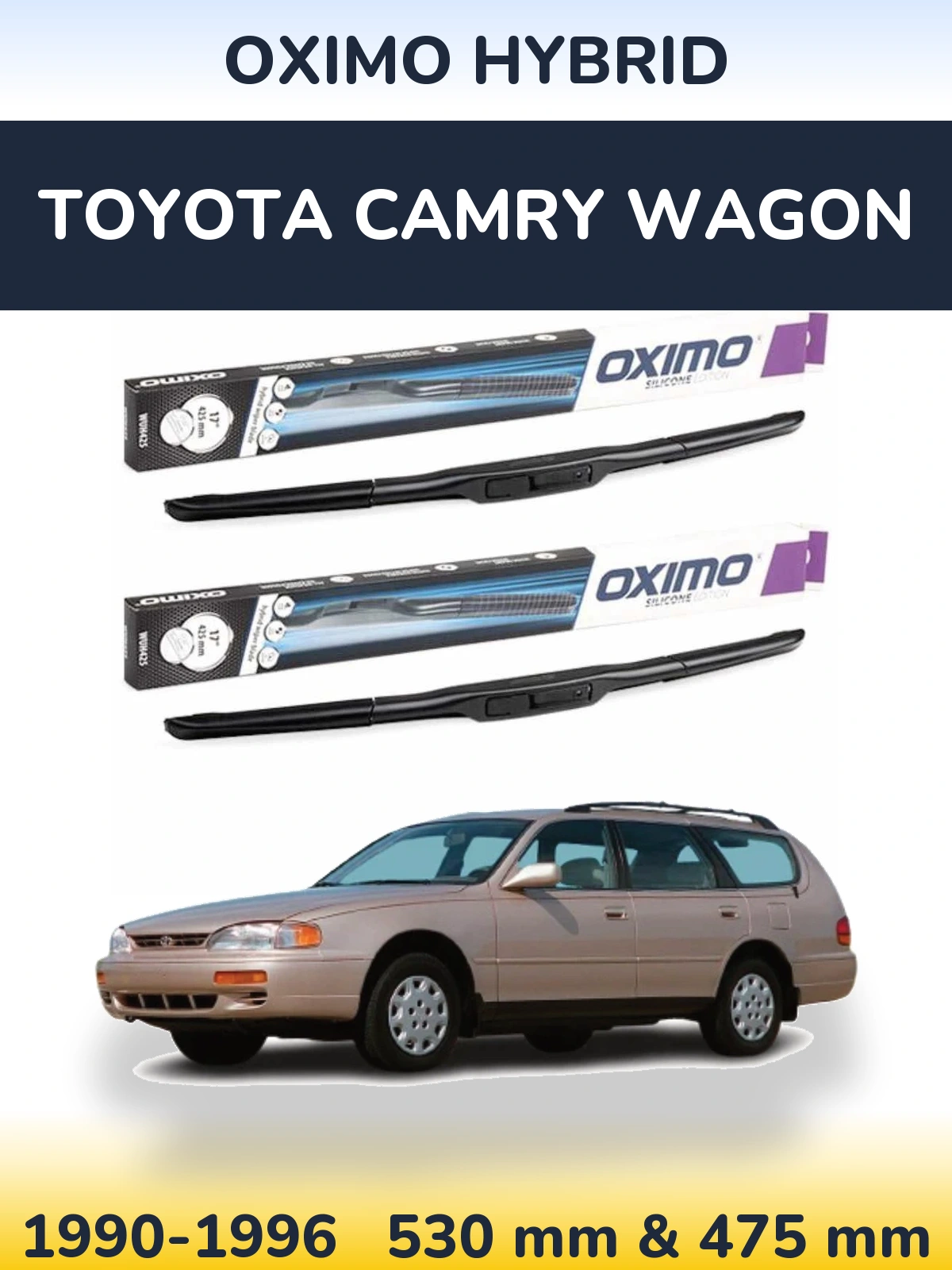 Komplet przednich wycieraczek Oximo Hybrid 530 & 475 mm do Toyota Camry Wagon 1990-1996