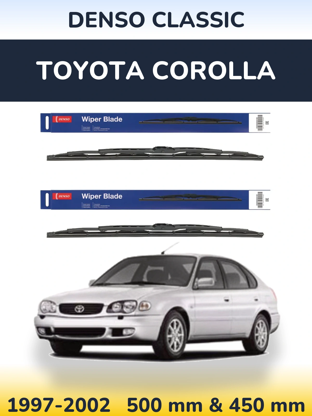 Komplet przednich wycieraczek Denso Classic 500 & 450 mm do Toyota Corolla 1997-2002