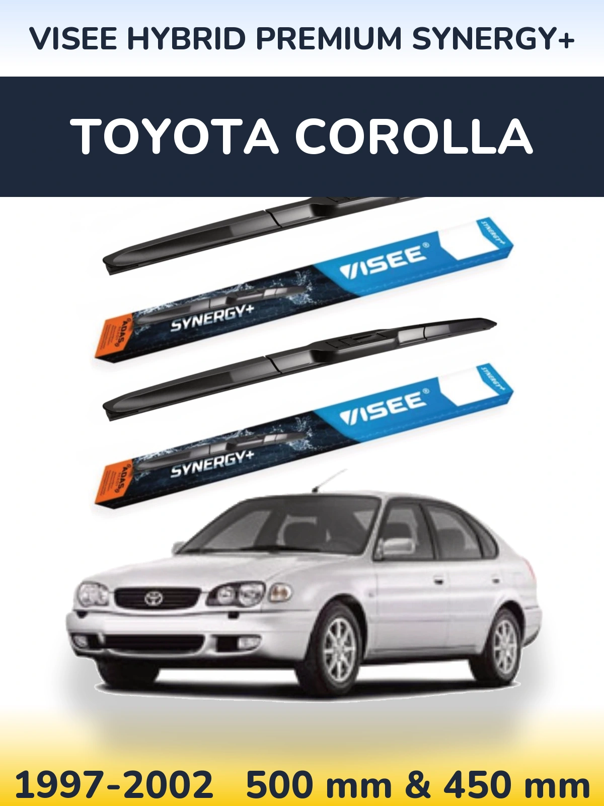 Komplet przednich wycieraczek VISEE HYBRID PREMIUM SYNERGY+ 500 & 450 mm do Toyota Corolla 1997-2002