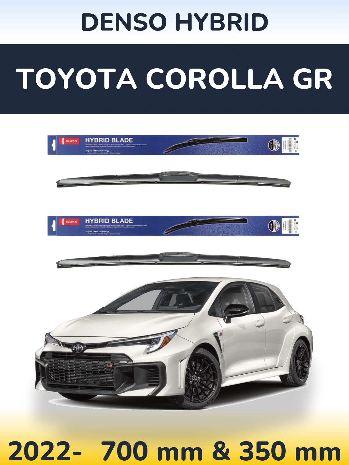 Komplet przednich wycieraczek Denso Hybrid 700 & 350 mm do Toyota Corolla GR 2022-2026