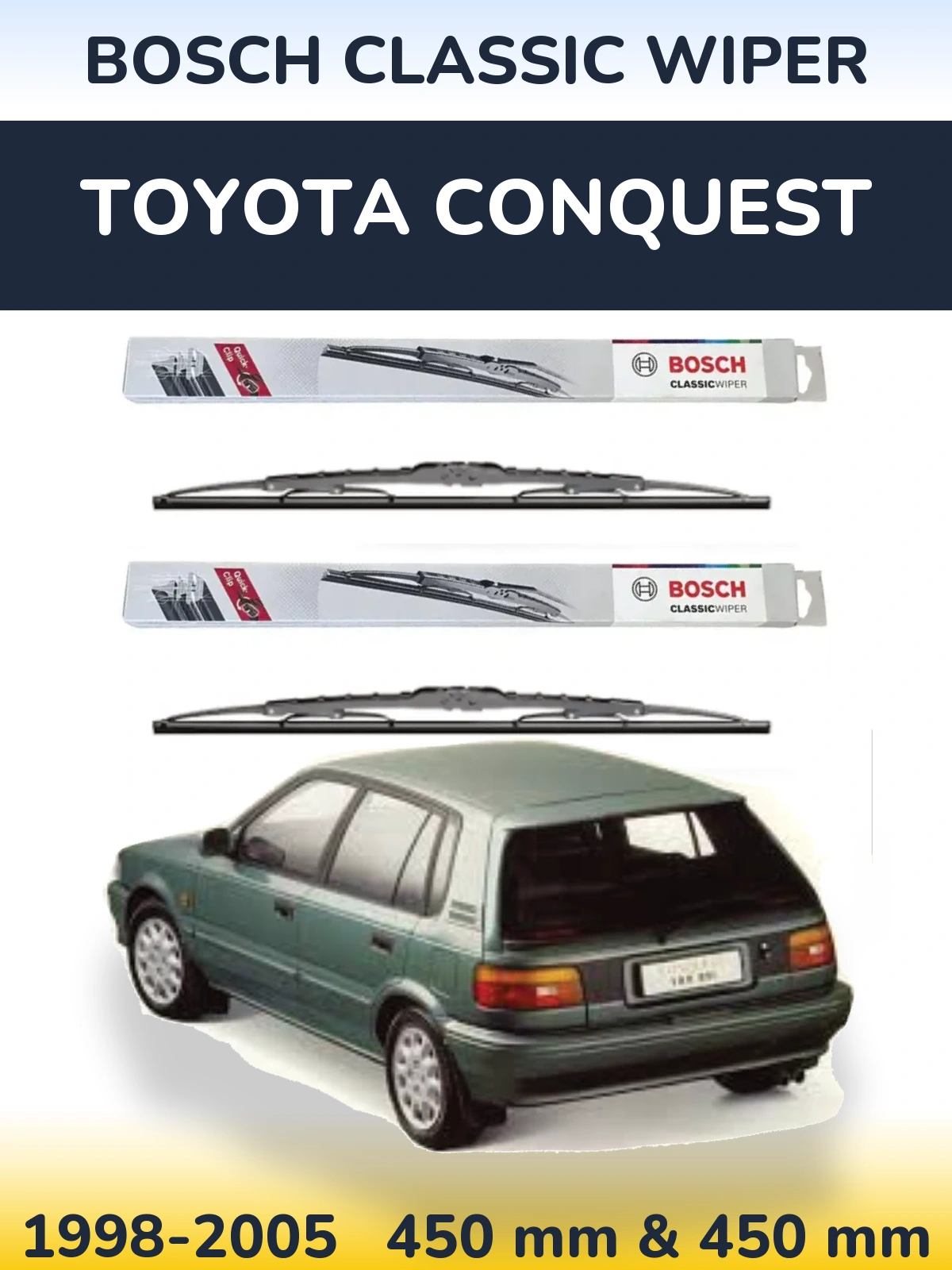 Комплект передних дворников BOSCH Classic Wiper 450 & 450 мм для Toyota Conquest 1998-2005