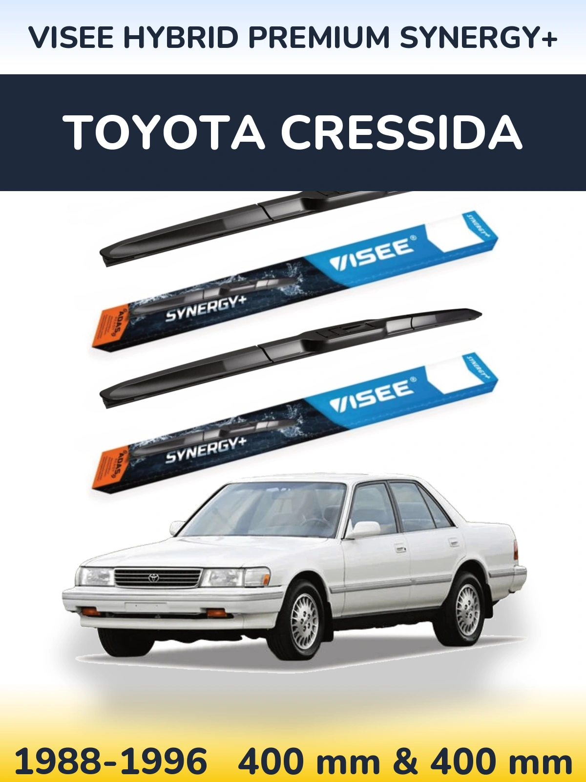 Komplet przednich wycieraczek VISEE HYBRID PREMIUM SYNERGY+ 400 & 400 mm do Toyota Cressida 1988-1996
