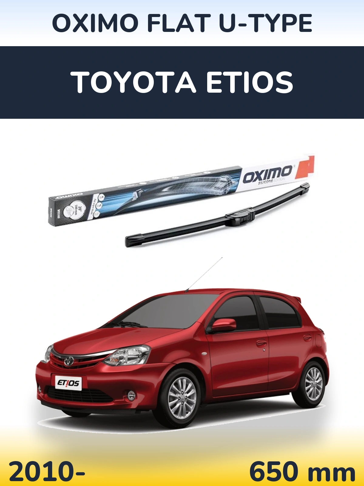 Przednia wycieraczka Oximo Flat U-type 650 mm do Toyota Etios 2010-2026