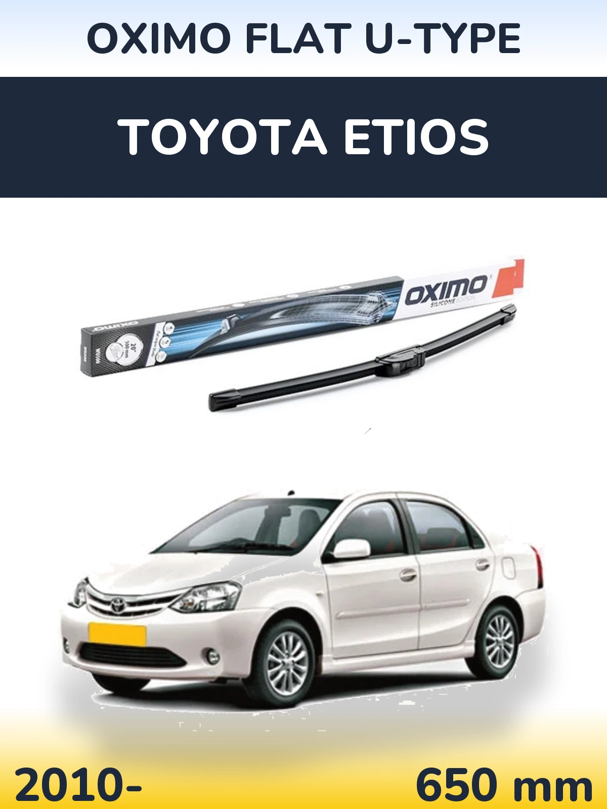 Przednia wycieraczka Oximo Flat U-type 650 mm do Toyota Etios 2010-2026