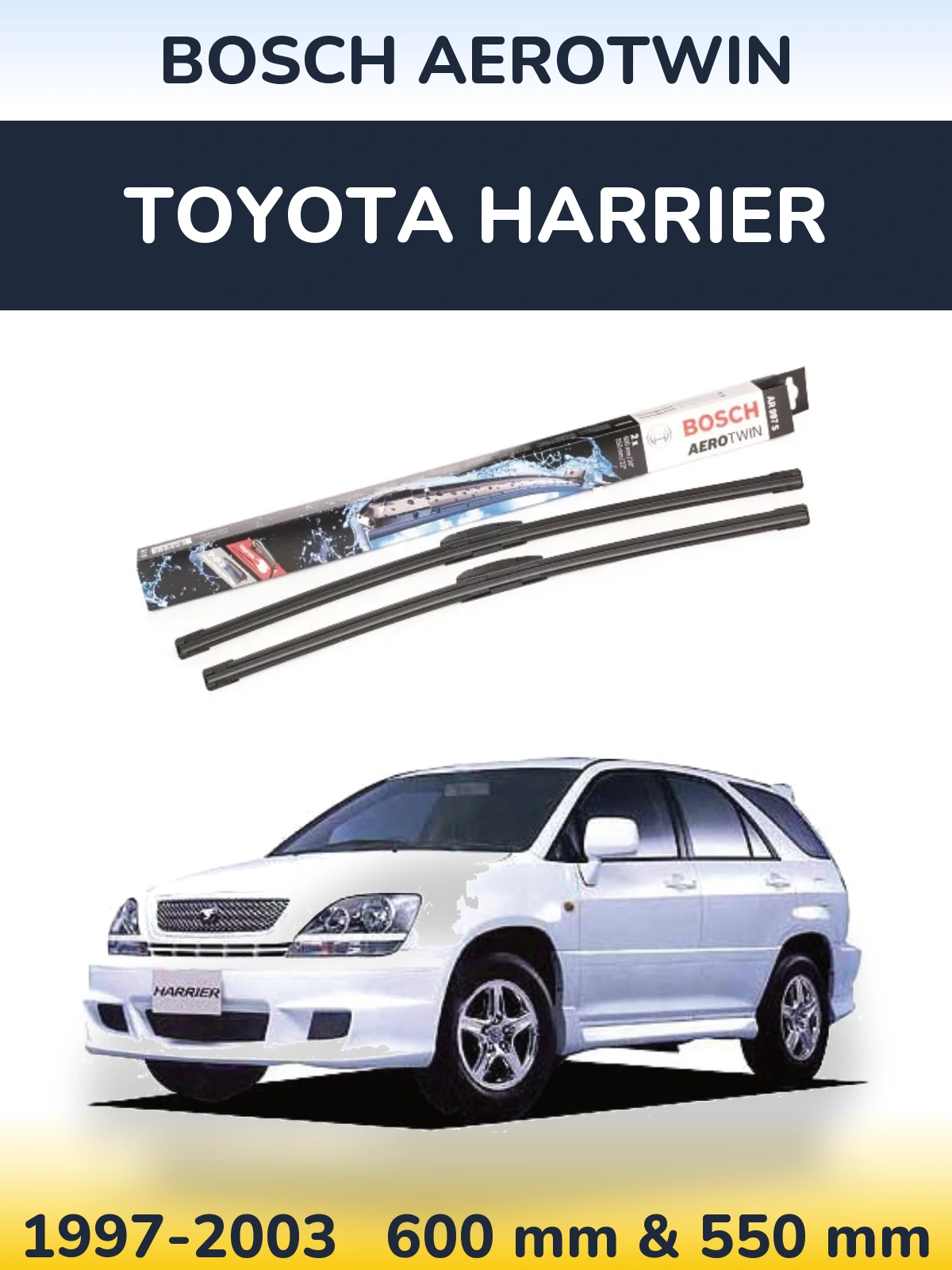 Комплект передних дворников BOSCH AeroTwin 600 & 550 мм для Toyota Harrier 1997-2003