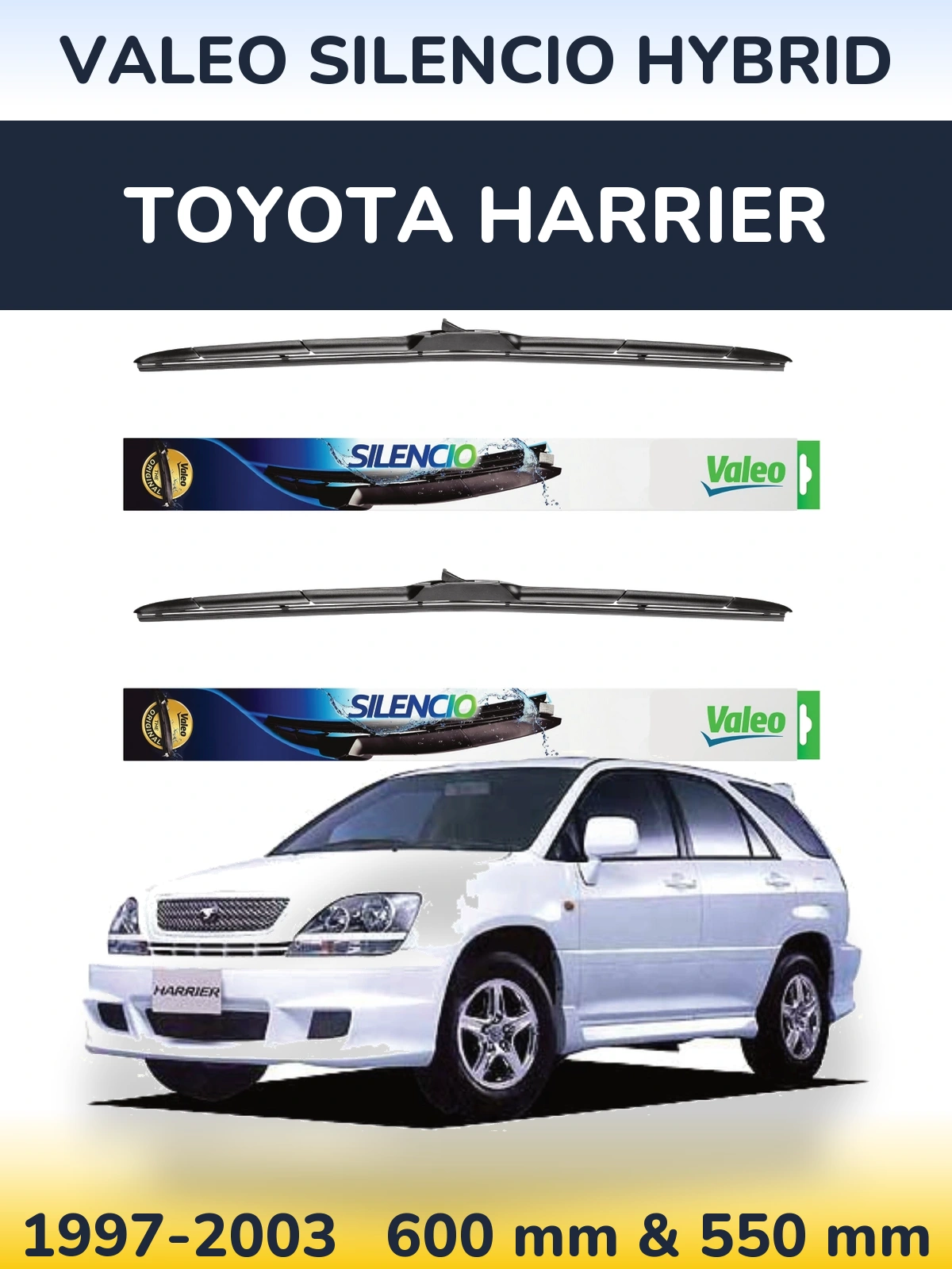 Komplet przednich wycieraczek Valeo Silencio Hybrid 600 & 550 mm do Toyota Harrier 1997-2003