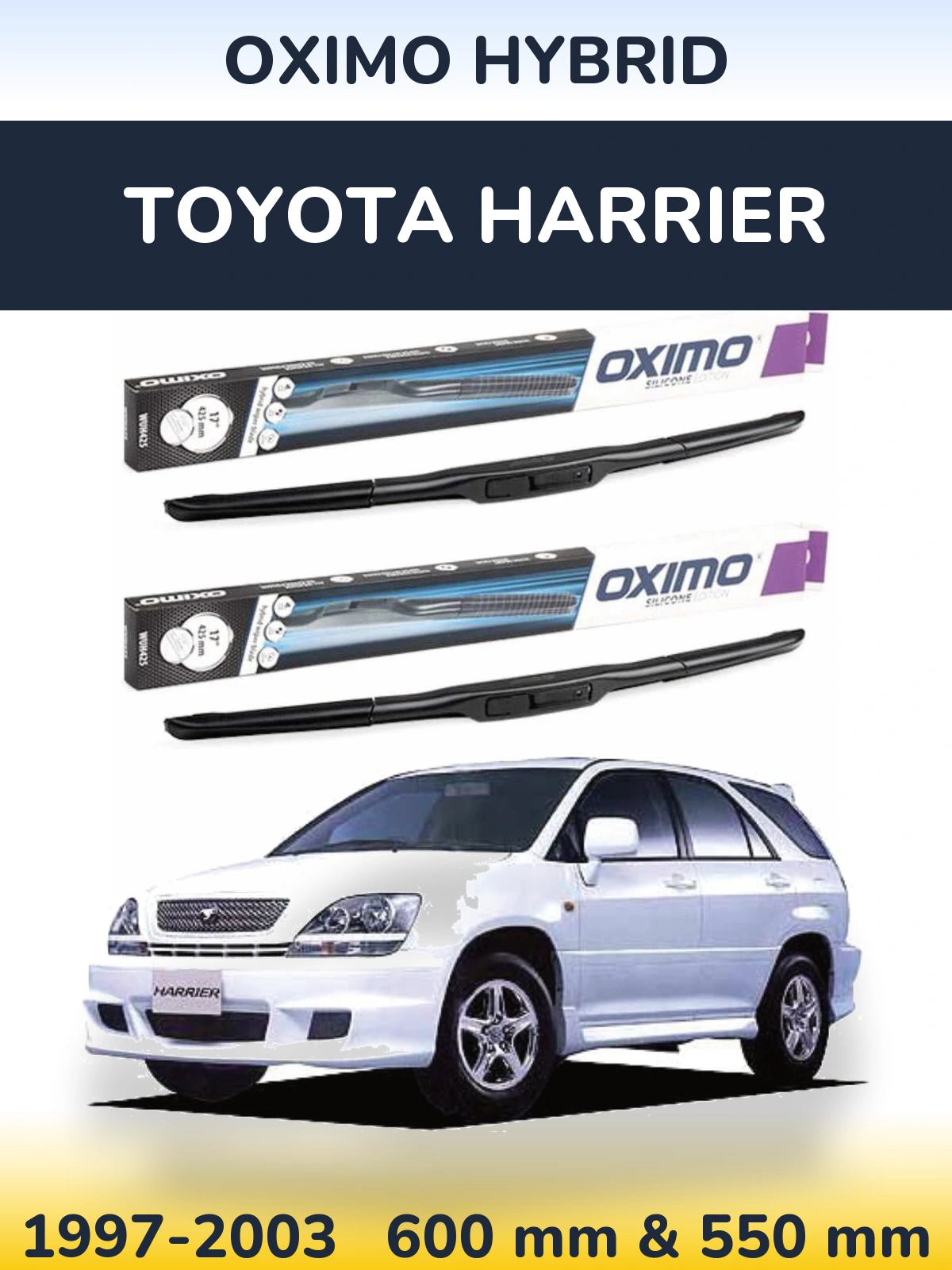 Комплект передних дворников Oximo Hybrid 600 & 550 мм для Toyota Harrier 1997-2003