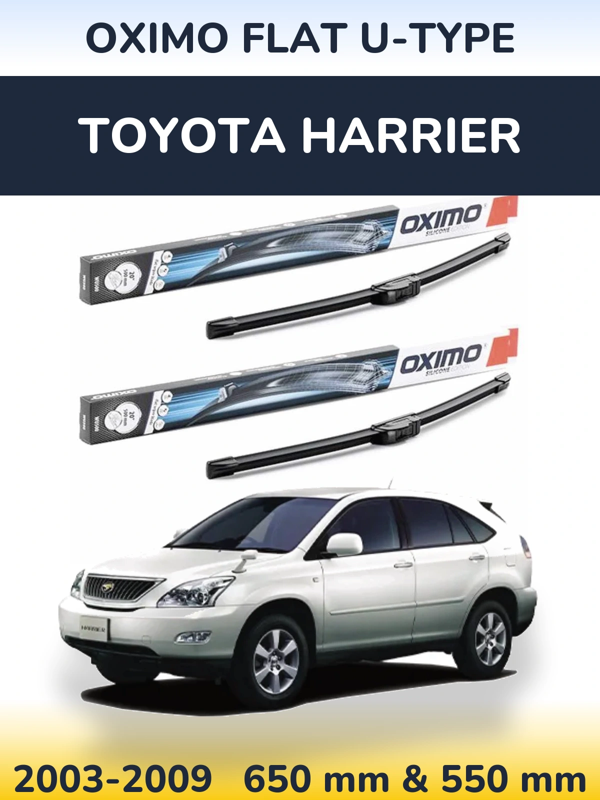 Комплект передних дворников Oximo Flat U-type 650 & 550 мм для Toyota Harrier 2003-2009