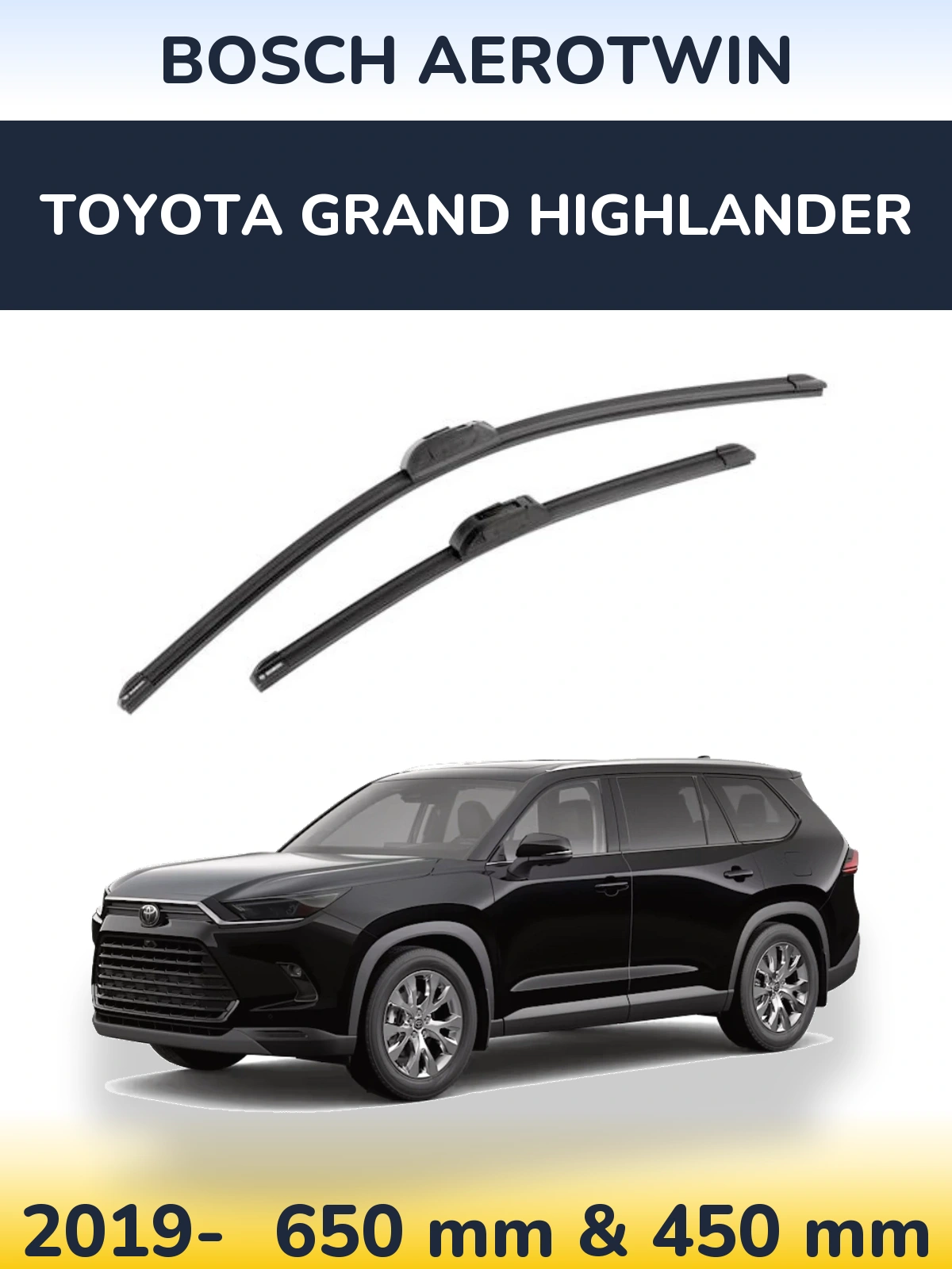 Komplet przednich wycieraczek BOSCH AeroTwin 650 & 450 mm do Toyota Grand Highlander 2019-2026