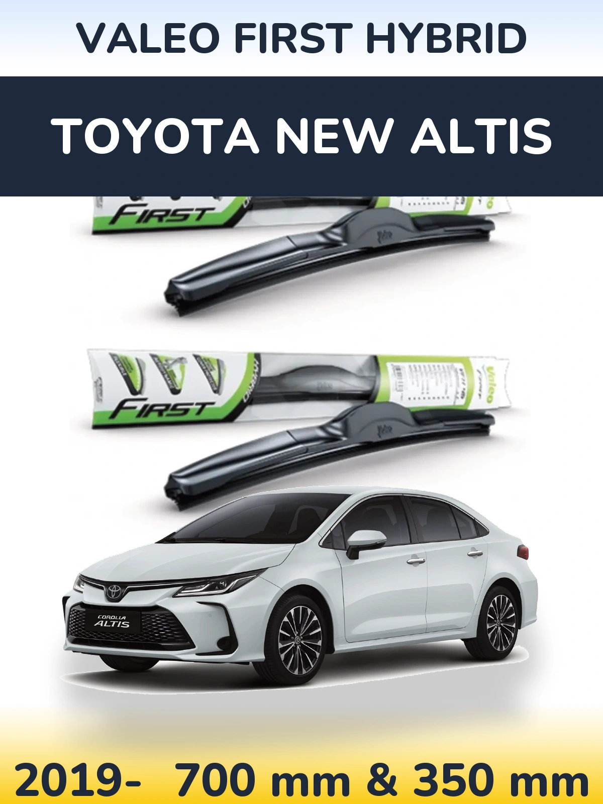 Комплект передних дворников Valeo First Hybrid 700 & 350 мм для Toyota New Altis 2019-2026