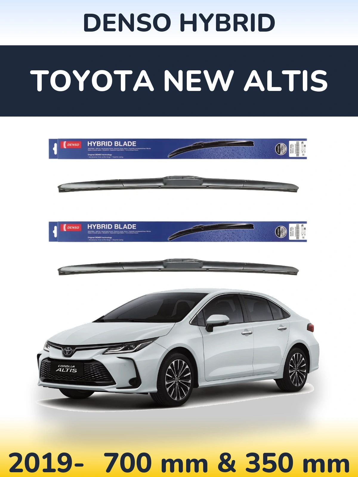 Komplet przednich wycieraczek Denso Hybrid 700 & 350 mm do Toyota New Altis 2019-2026