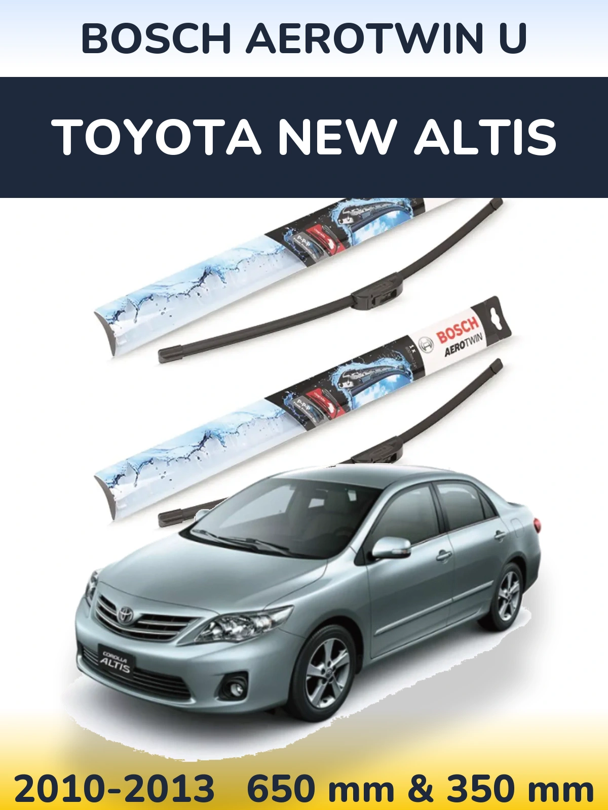 Комплект передних дворников BOSCH AeroTwin U 650 & 350 мм для Toyota New Altis 2010-2013