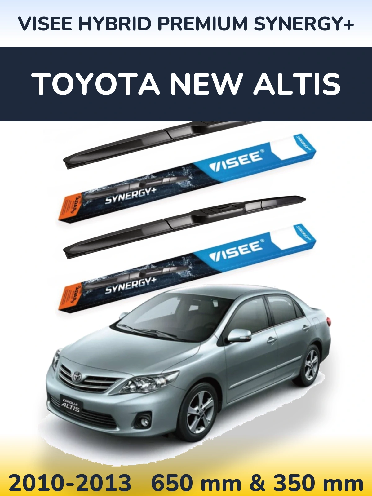 Комплект передних дворников VISEE HYBRID PREMIUM SYNERGY+ 650 & 350 мм для Toyota New Altis 2010-2013