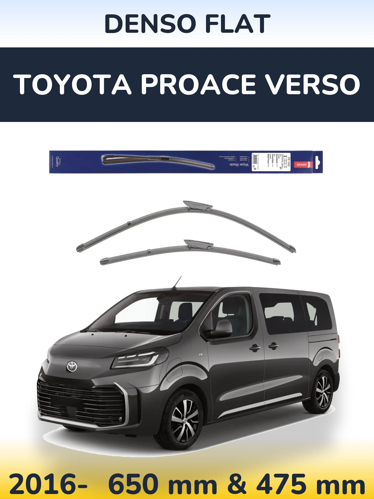 Комплект передних дворников Denso Flat 650 & 450 мм для Toyota ProAce Verso 2016-2026