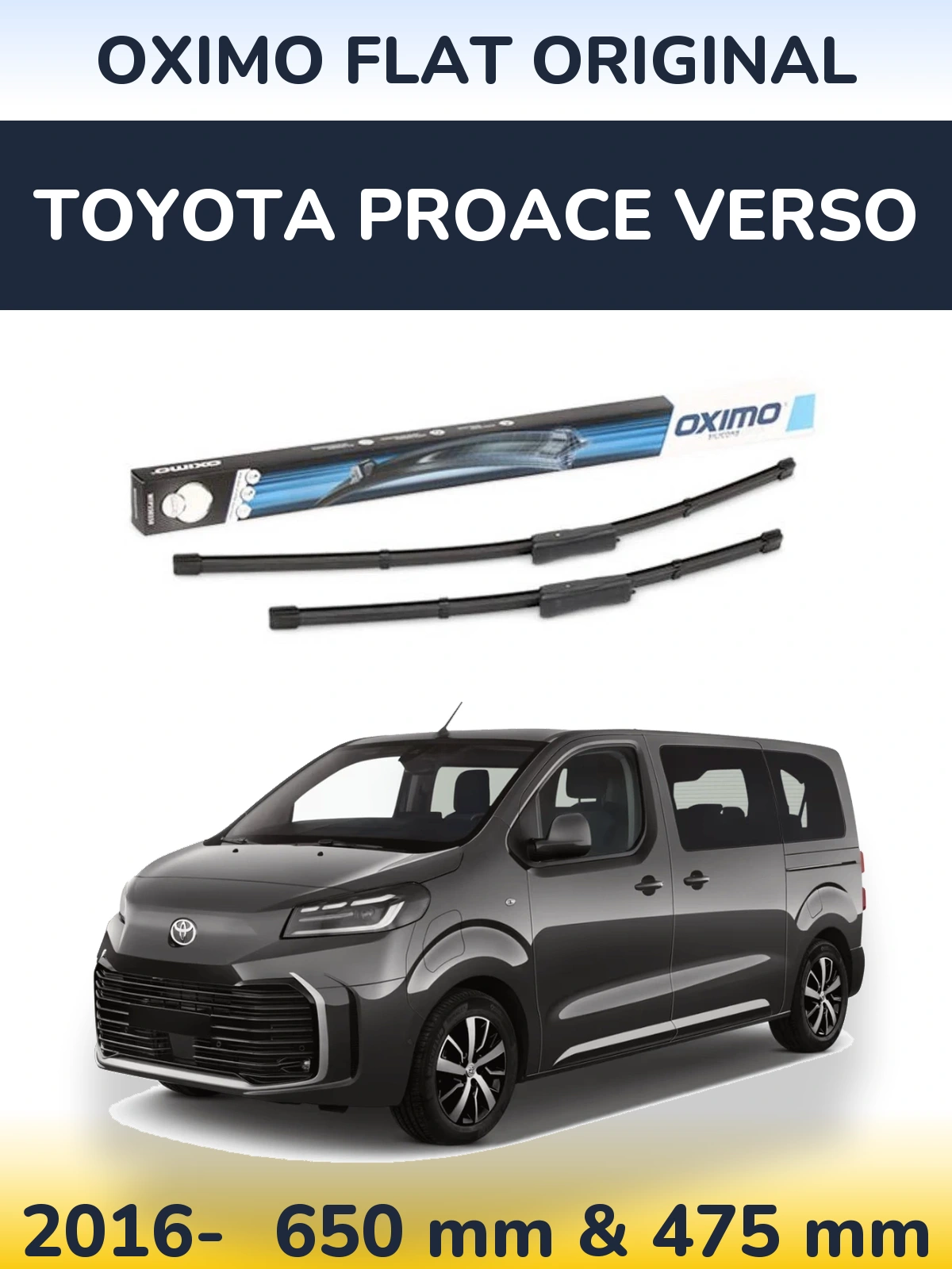 Komplet przednich wycieraczek Oximo Flat Original 650 & 475 mm do Toyota ProAce Verso 2016-2026