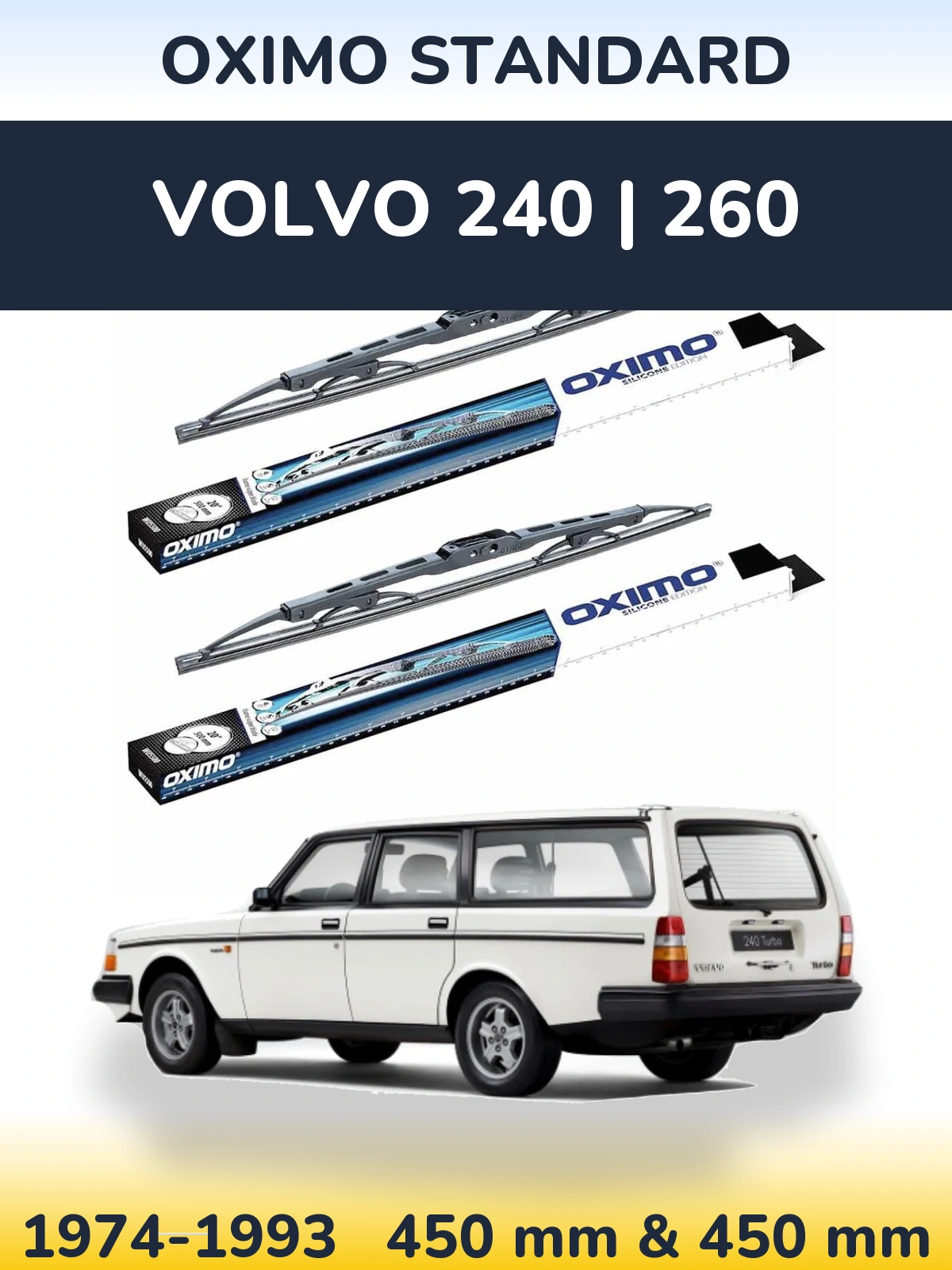 Комплект передних дворников Oximo Standard 450 & 450 мм для Volvo 240 | 260 1974-1993