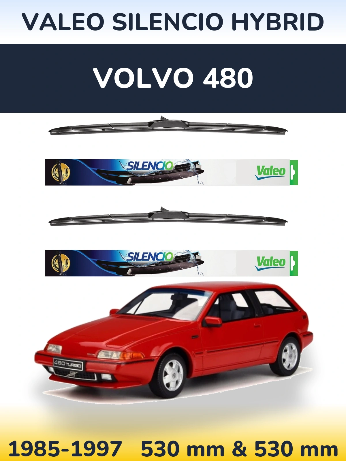 Комплект передних дворников Valeo Silencio Hybrid 530 & 530 мм для Volvo 480 1985-1997