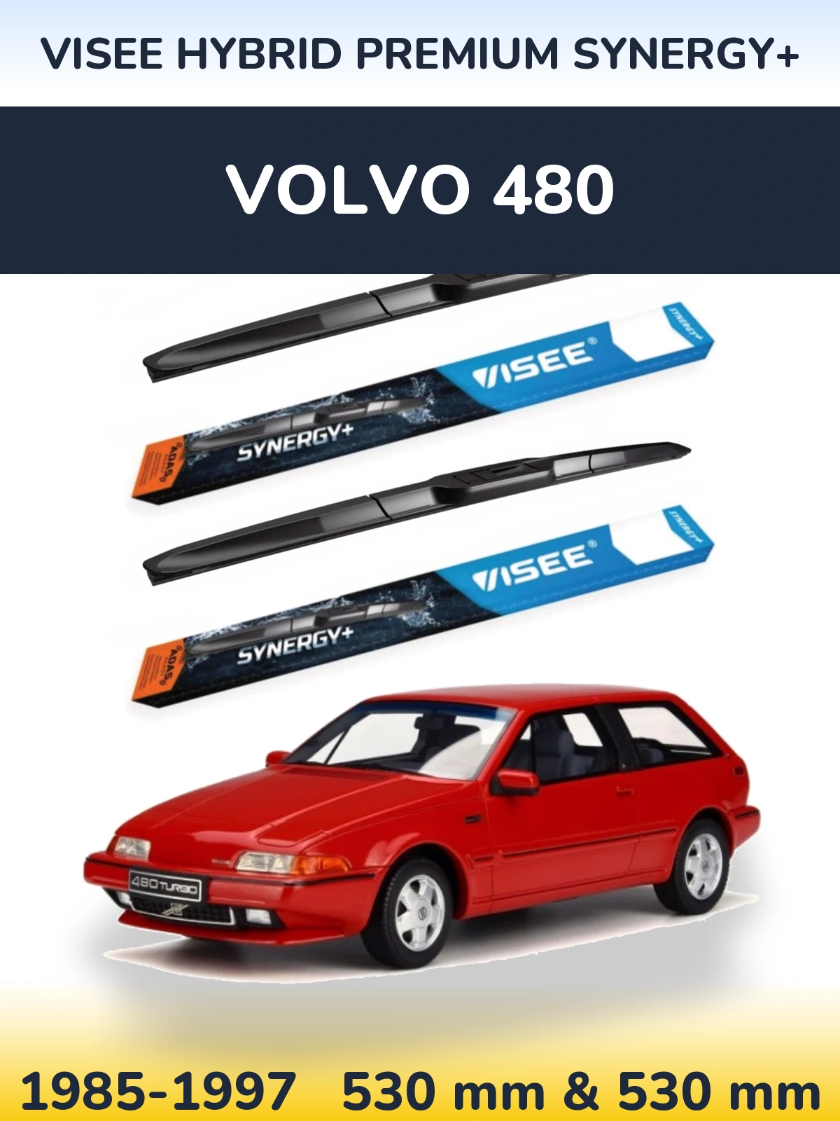 Комплект передних дворников VISEE HYBRID PREMIUM SYNERGY+ 530 & 530 мм для Volvo 480 1985-1997