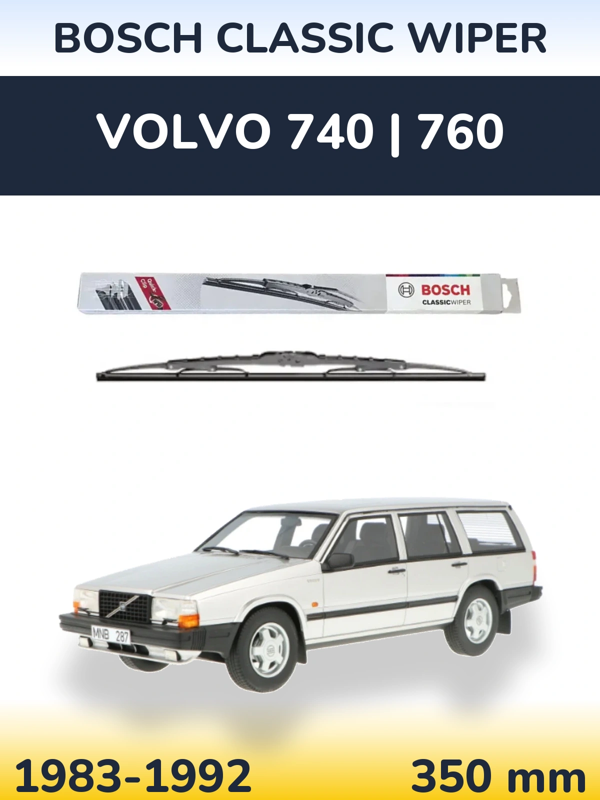 Задний дворник BOSCH Classic Wiper 340 мм для Volvo 740 | 760 1983-1992
