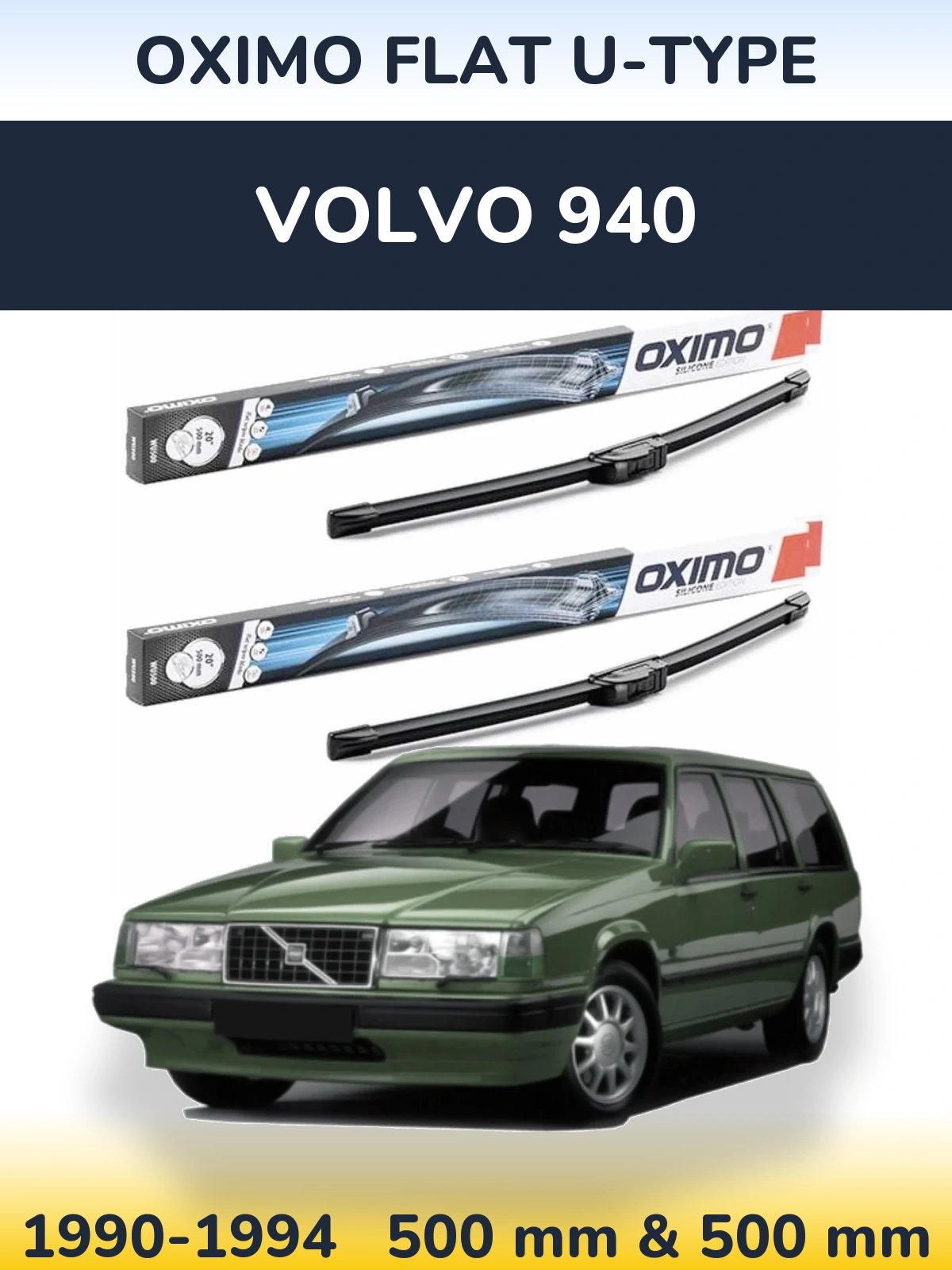Комплект передних дворников Oximo Flat U-type 500 & 500 мм для Volvo 940 1990-1994