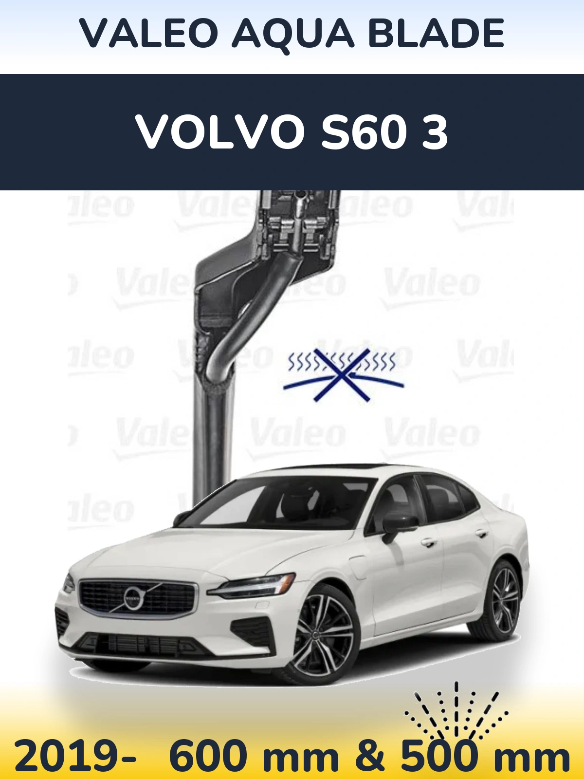 Komplet przednich wycieraczek Valeo Aqua Blade 600 & 500 mm do Volvo S60 3 2019-2026