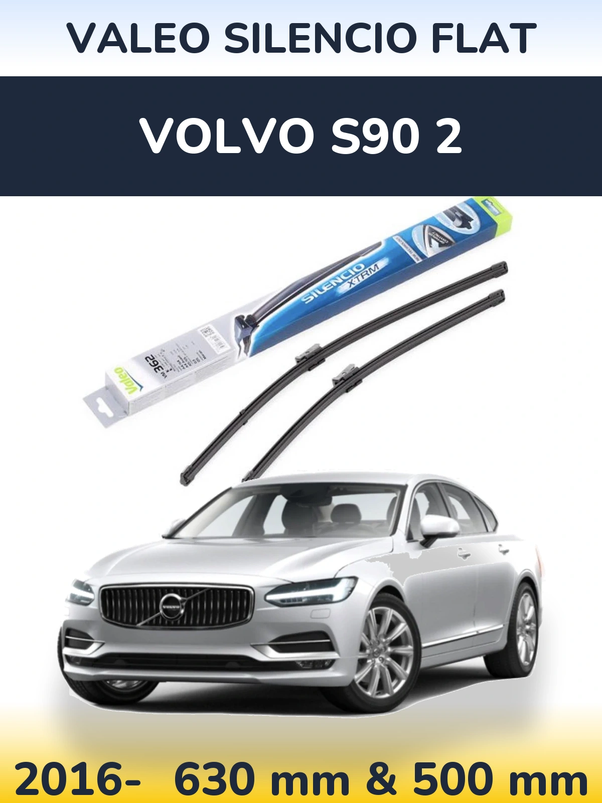 Комплект передніх щіток Valeo Silencio Flat 600 & 500 мм для Volvo S90 2 2016-2026