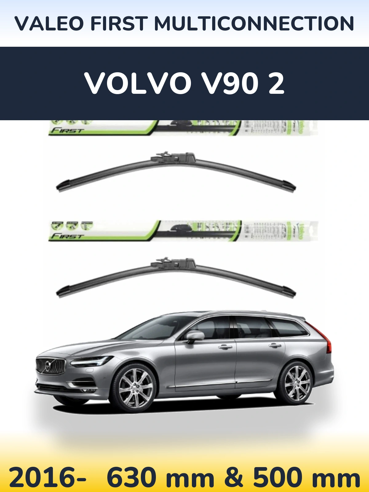 Комплект передних дворников Valeo First MultiConnection 600 & 500 мм для Volvo V90 2 2016-2026
