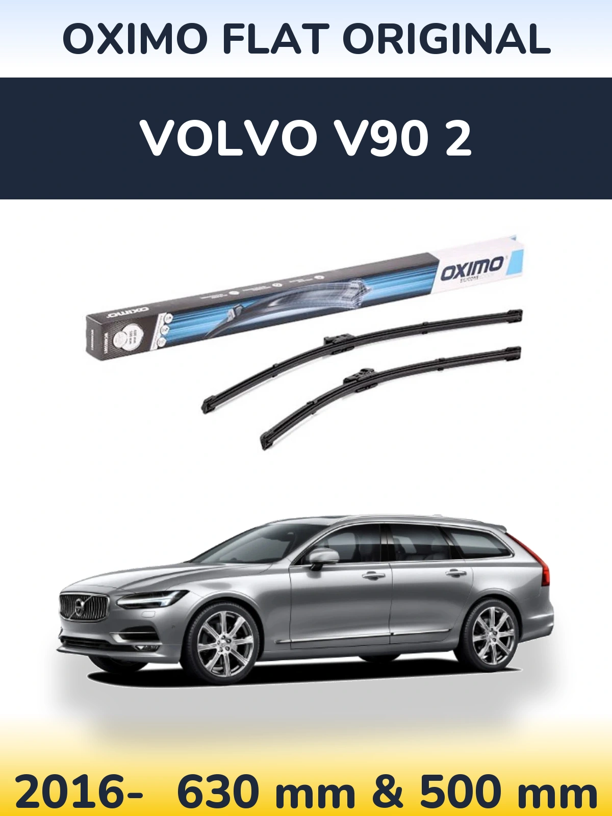 Комплект передних дворников Oximo Flat Original 600 & 500 мм для Volvo V90 2 2016-2026