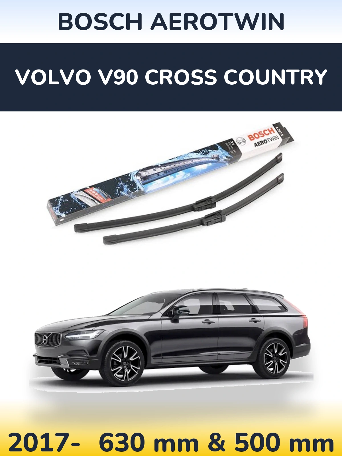 Komplet przednich wycieraczek BOSCH AeroTwin 600 & 500 mm do Volvo V90 Cross Country 2017-2026