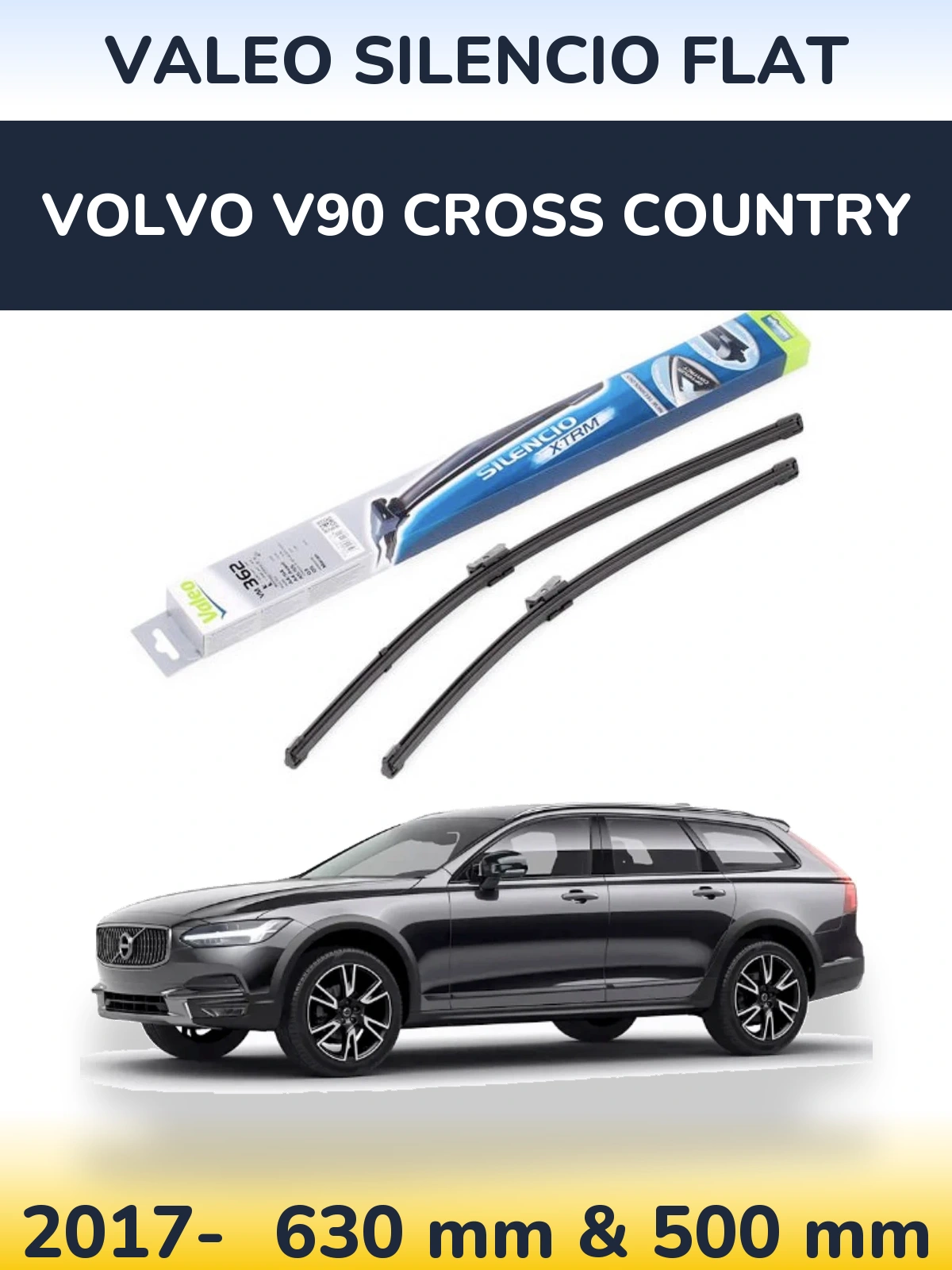 Komplet przednich wycieraczek Valeo Silencio Flat 600 & 500 mm do Volvo V90 Cross Country 2017-2026