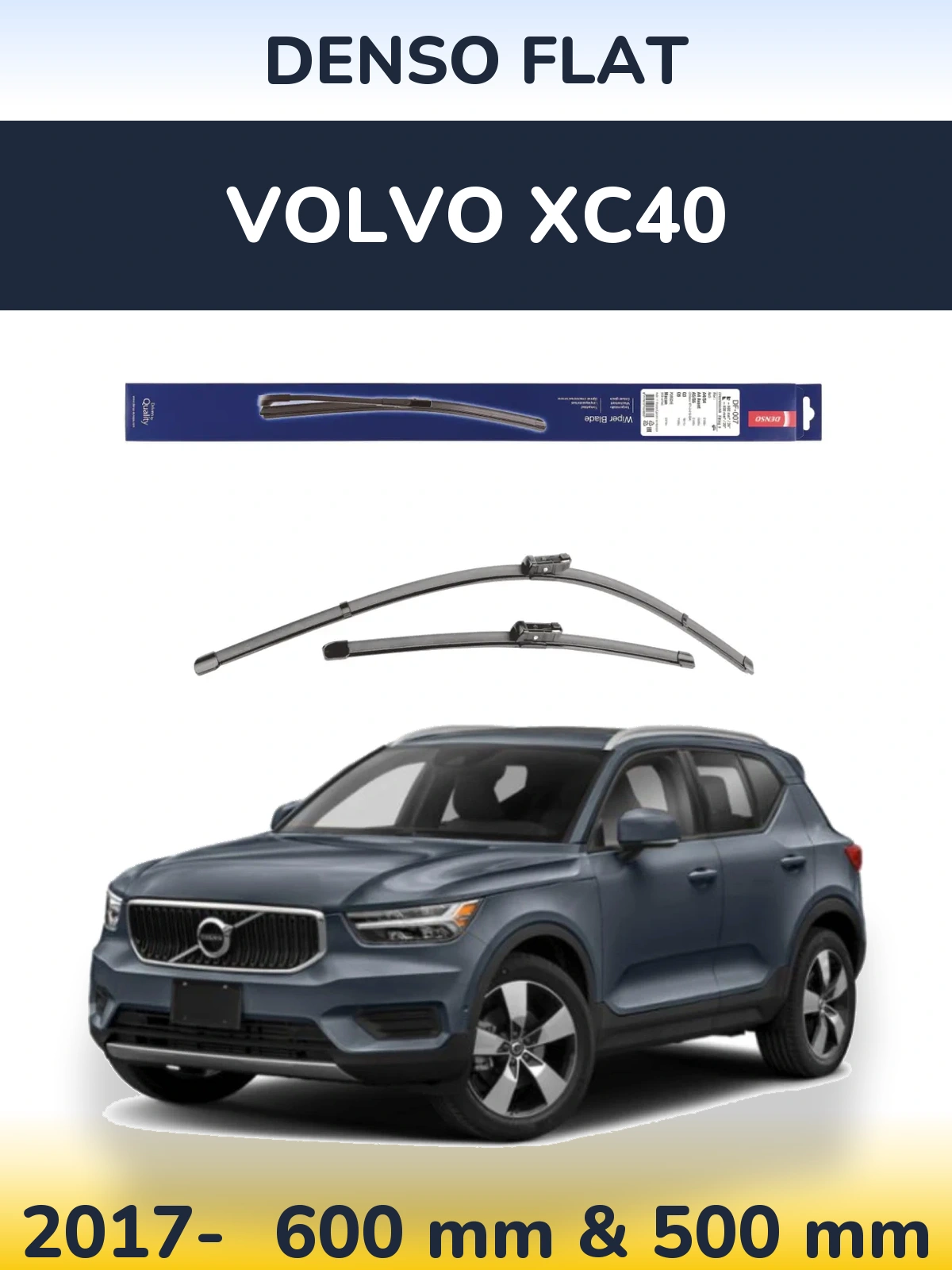 Комплект передних дворников Denso Flat 600 & 500 мм для Volvo XC40 2017-2026