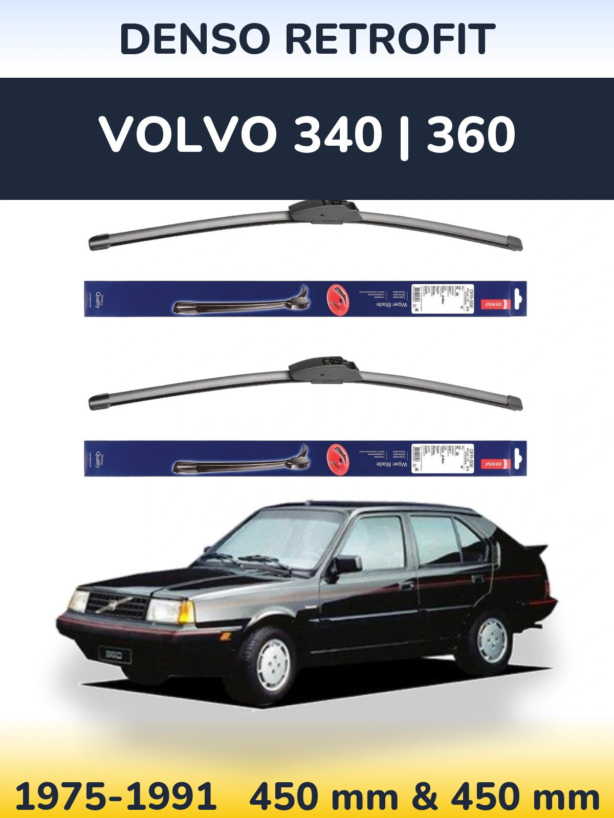Комплект передних дворников Denso Retrofit 450 & 450 мм для Volvo 340 | 360 1975-1991