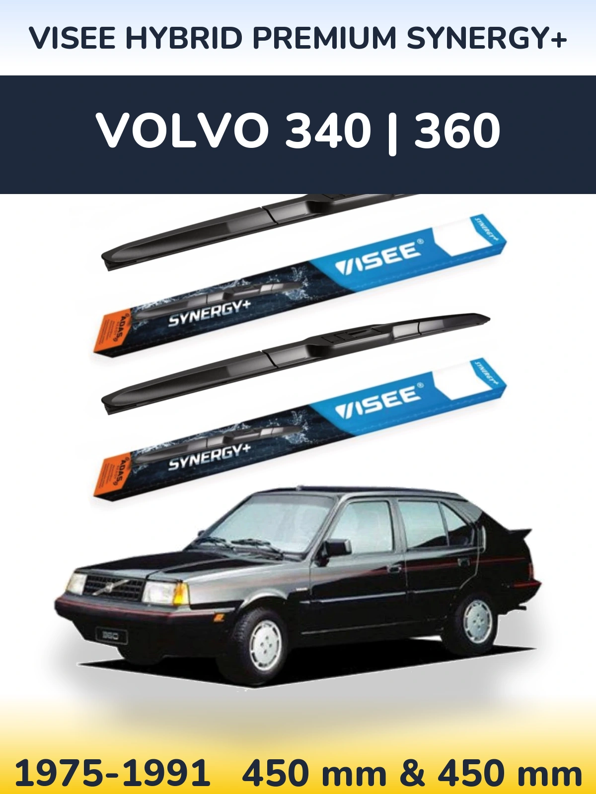 Komplet przednich wycieraczek VISEE HYBRID PREMIUM SYNERGY+ 450 & 450 mm do Volvo 340 | 360 1975-1991