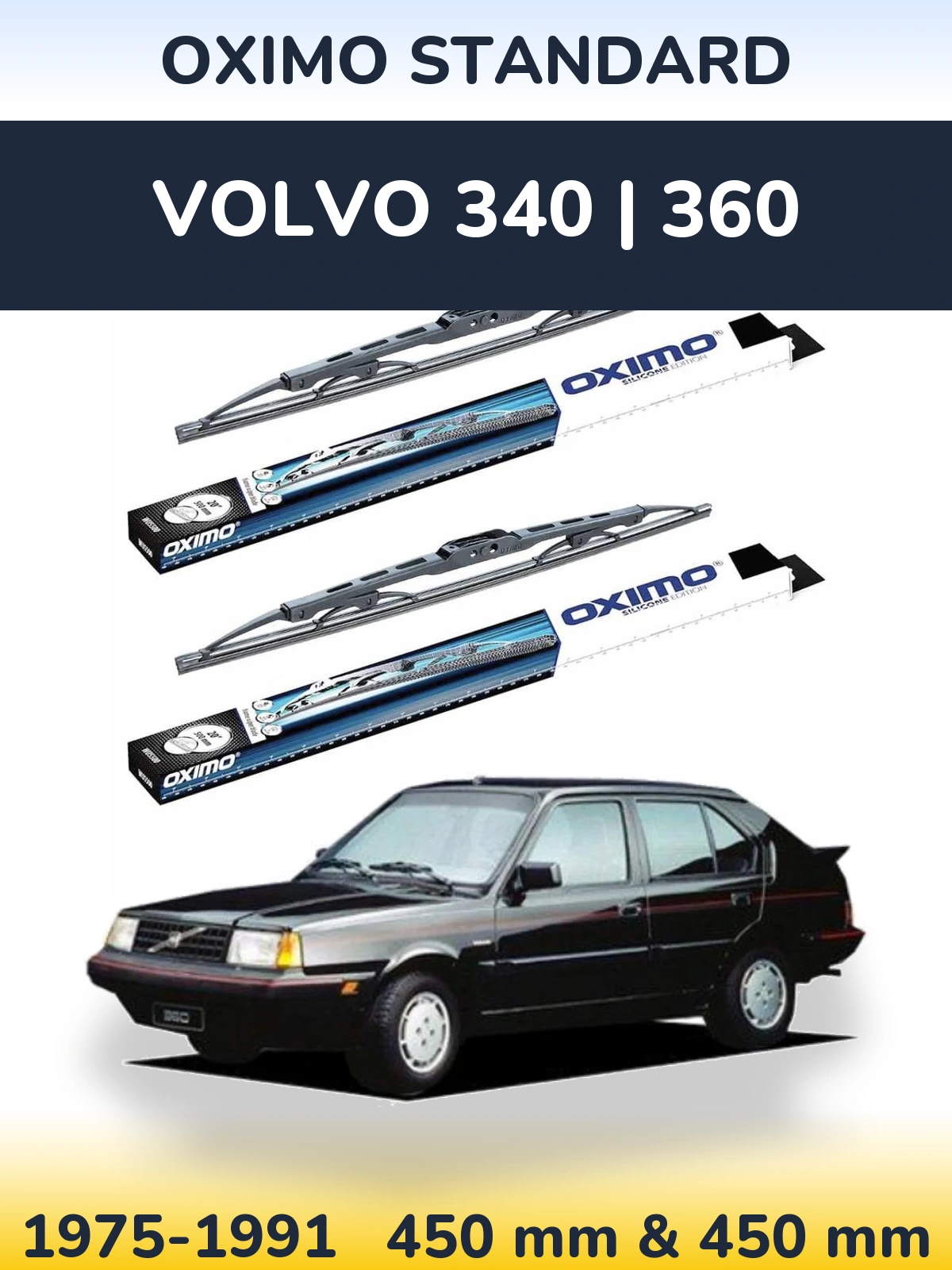 Комплект передних дворников Oximo Standard 450 & 450 мм для Volvo 340 | 360 1975-1991