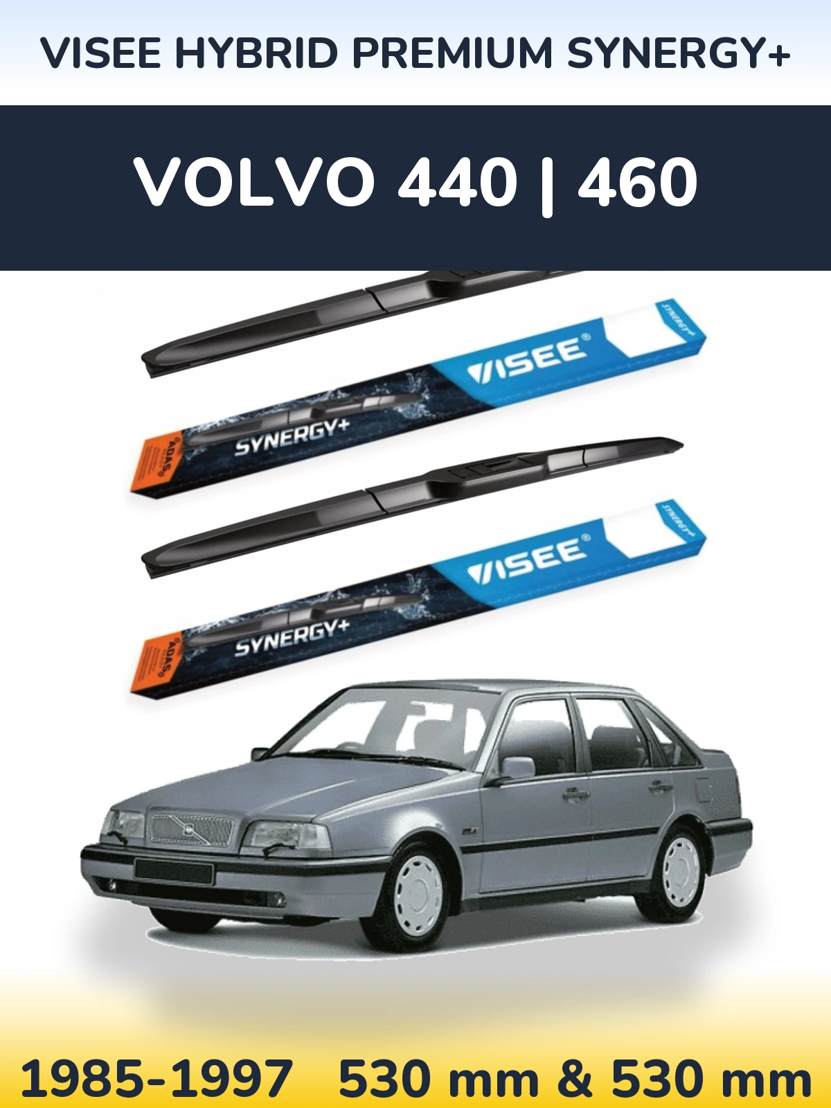 Komplet przednich wycieraczek VISEE HYBRID PREMIUM SYNERGY+ 530 & 530 mm do Volvo 440 | 460 1985-1997