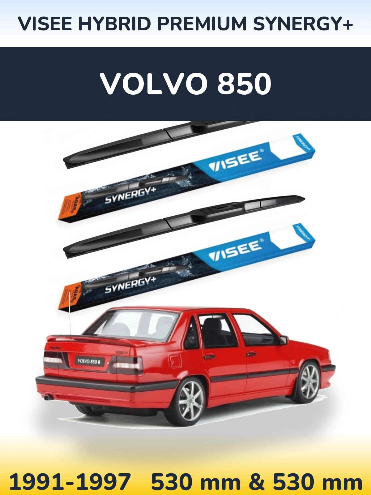 Komplet przednich wycieraczek VISEE HYBRID PREMIUM SYNERGY+ 530 & 530 mm do Volvo 850 1991-1997