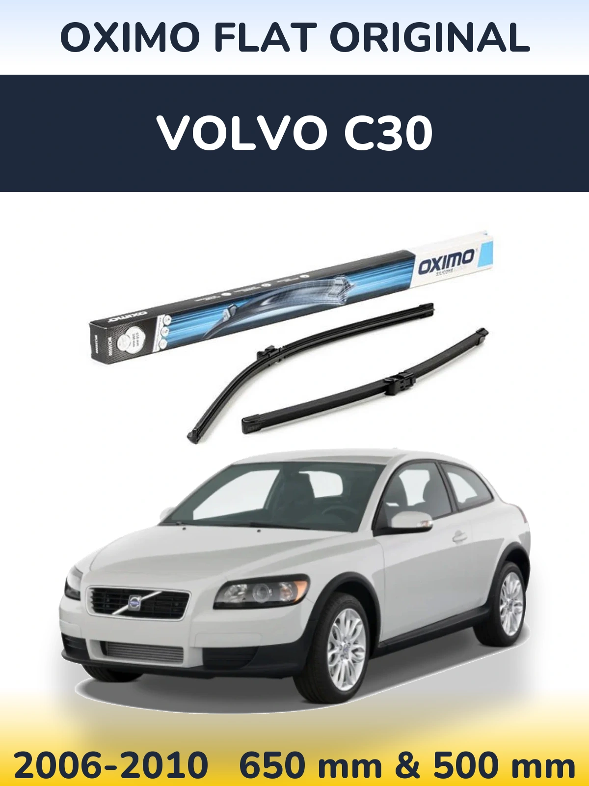 Komplet przednich wycieraczek Oximo Flat Original 650 & 500 mm do Volvo C30 2006-2010