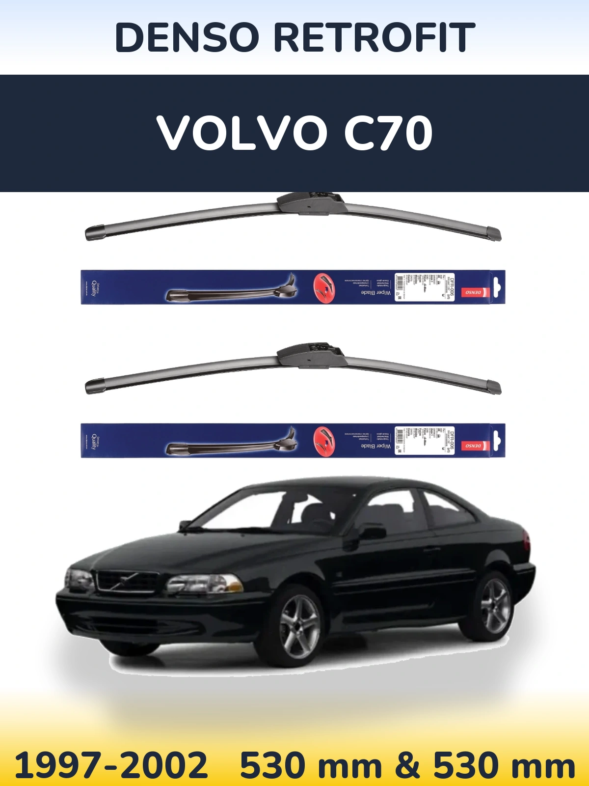 Комплект передних дворников Denso Retrofit 530 & 530 мм для Volvo C70 1997-2002