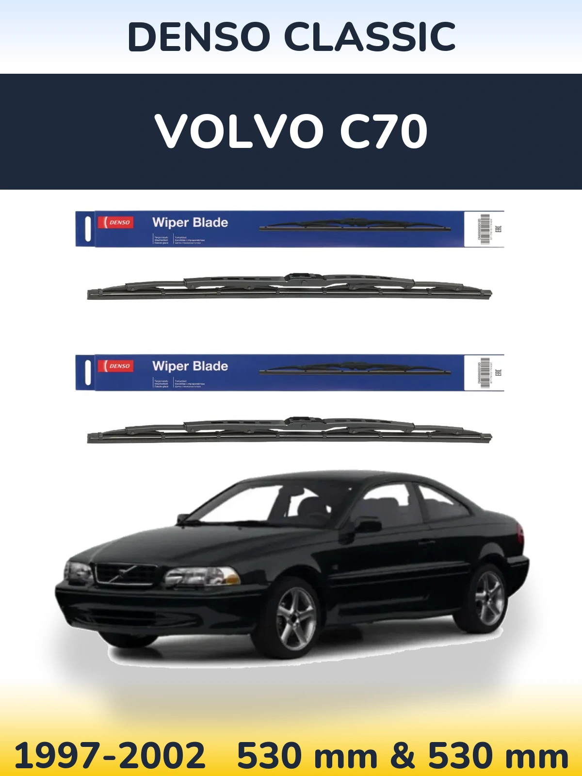 Komplet przednich wycieraczek Denso Classic 530 & 530 mm do Volvo C70 1997-2002