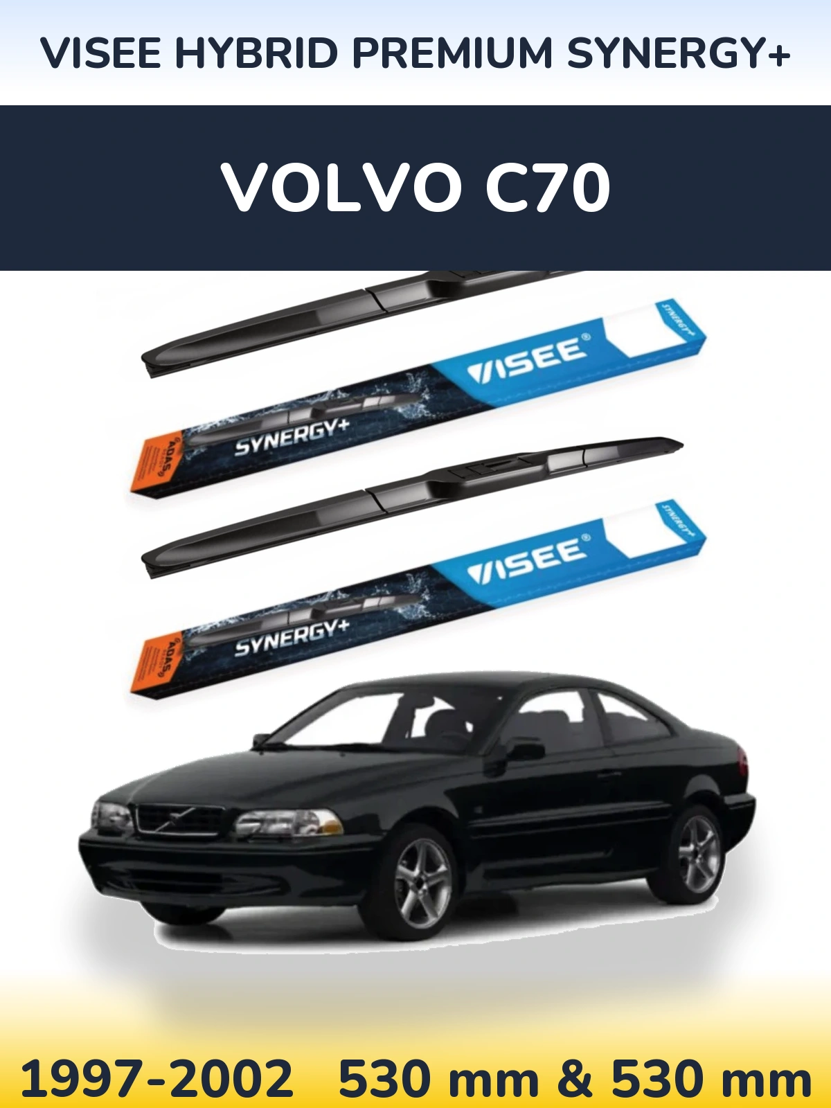 Комплект передних дворников VISEE HYBRID PREMIUM SYNERGY+ 530 & 530 мм для Volvo C70 1997-2002