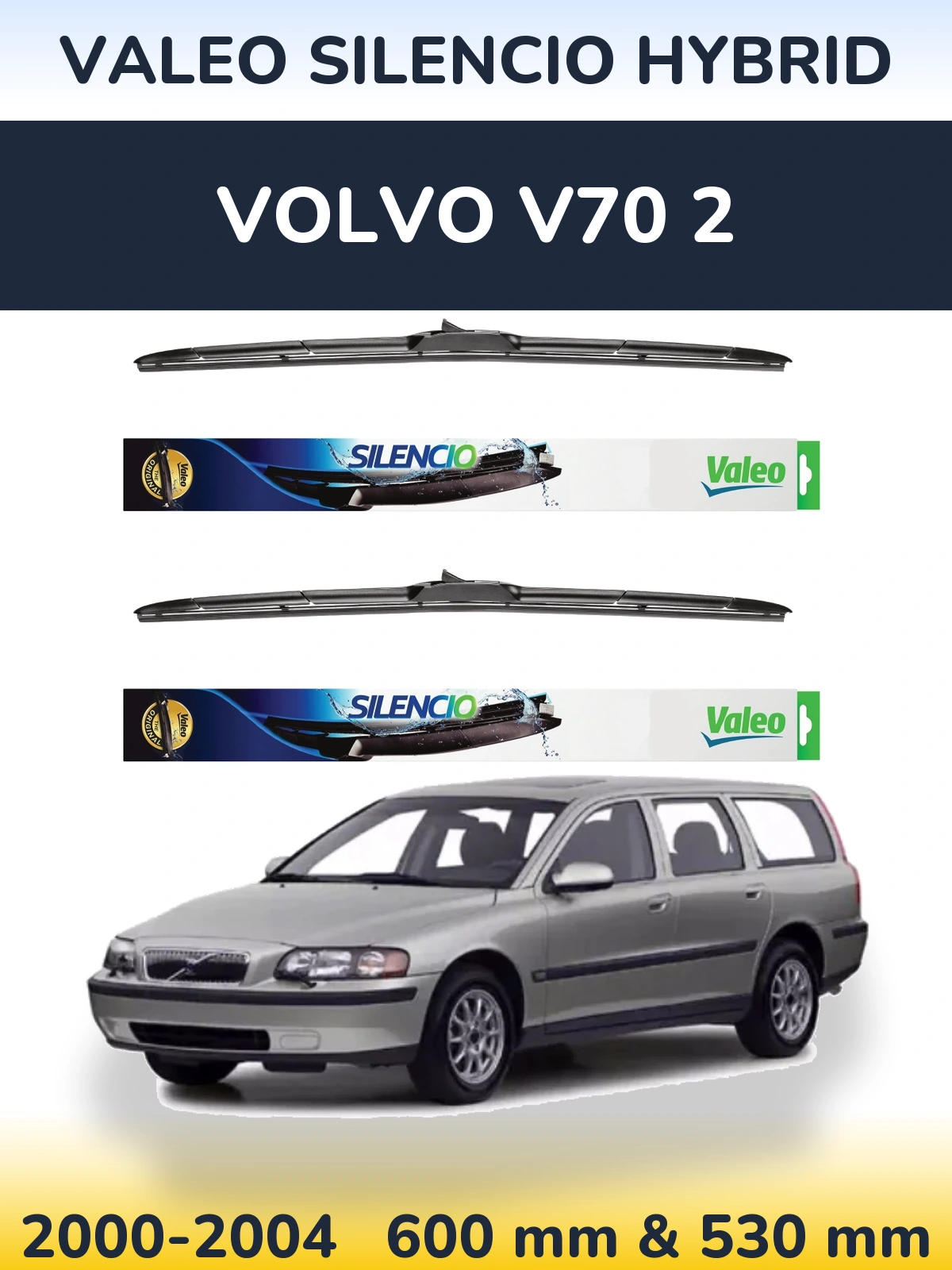 Комплект передних дворников Valeo Silencio Hybrid 600 & 530 мм для Volvo V70 2 2000-2004