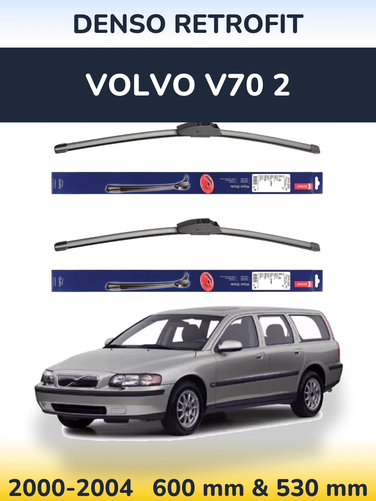 Komplet przednich wycieraczek Denso Retrofit 600 & 530 mm do Volvo V70 2 2000-2004