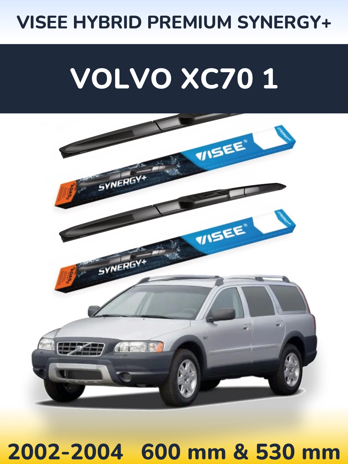 Komplet przednich wycieraczek VISEE HYBRID PREMIUM SYNERGY+ 600 & 530 mm do Volvo XC70 1 2002-2004