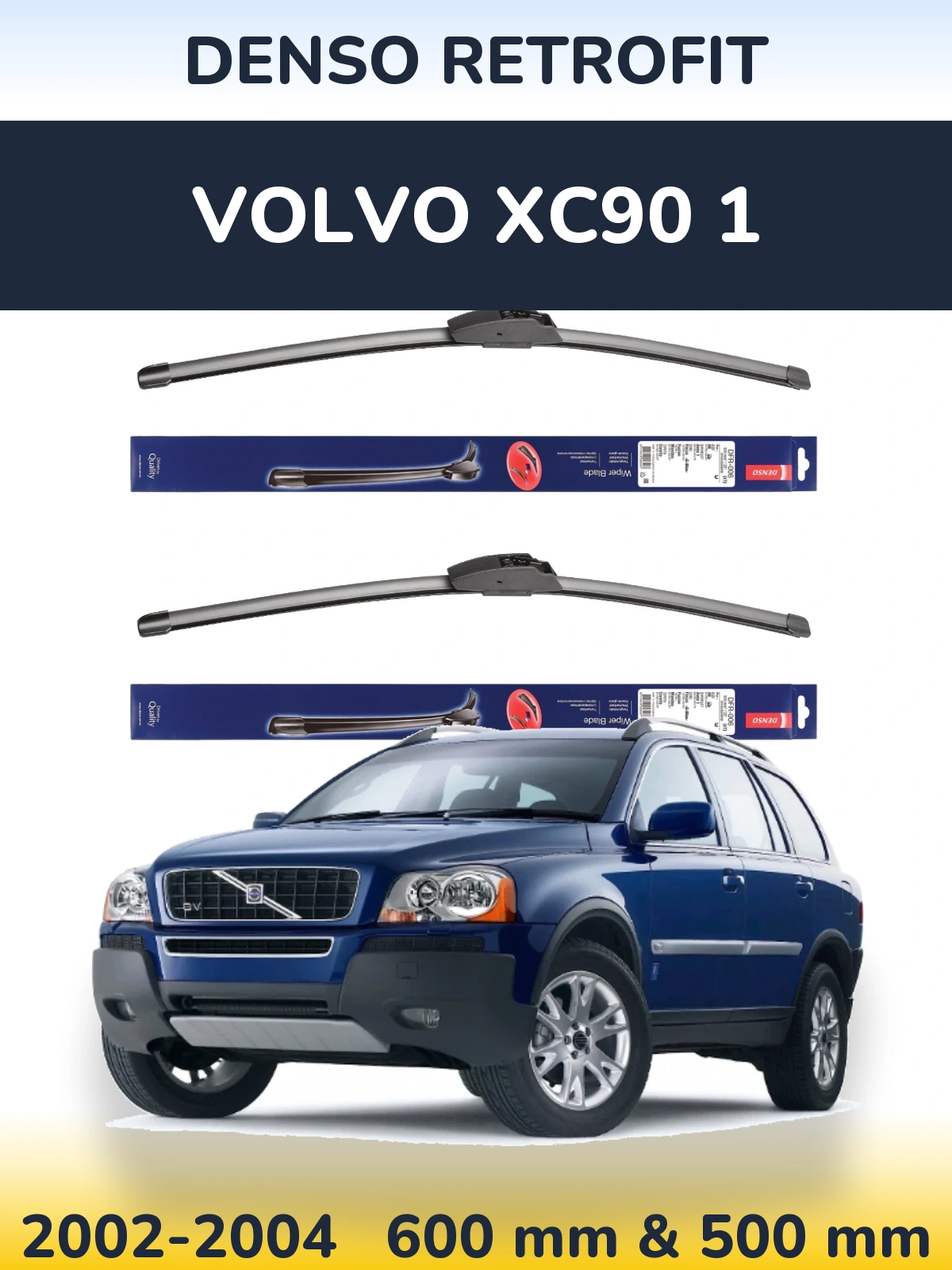 Komplet przednich wycieraczek Denso Retrofit 600 & 500 mm do Volvo XC90 1 2002-2004