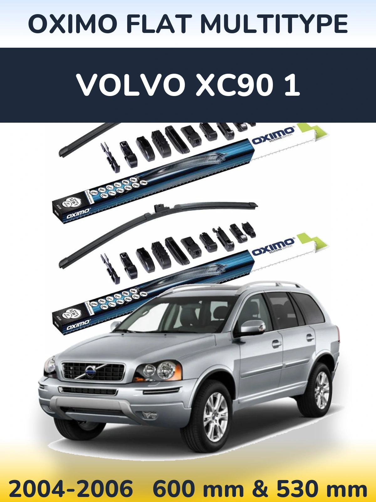Комплект передних дворников Oximo Flat MultiТипe 600 & 530 мм для Volvo XC90 1 2004-2006